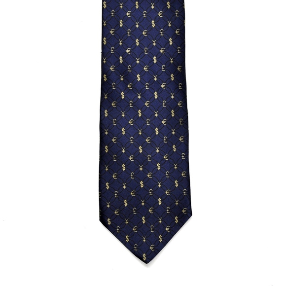 FRANGI Necktie Italy 100% Navy Silk MONEY - Picture 6 of 7